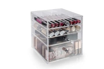 Acrylic Makeup Organiser Small - 5 Drawers Black Handle