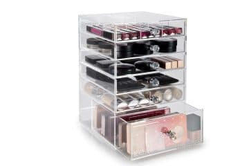 Acrylic Makeup Organiser Medium - 6 Drawers Black Handle
